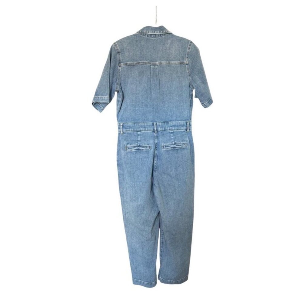 Faherty Organic Cotton Short Sleeve Denim Jumpsuit, new with tags, Size 8 Cloudl - Picture 3 of 7